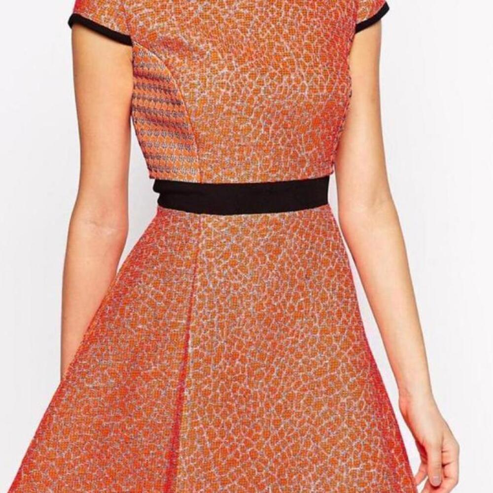 Ted Baker Qiara Neon Jacquard Fit and Flare Dress-Ted Baker Size 4 is about a 10